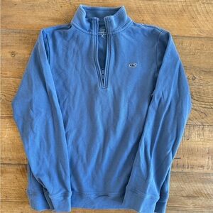 Vineyard Vines Boys Blue 1/4 Zip Pique Pullover size M (12-14)